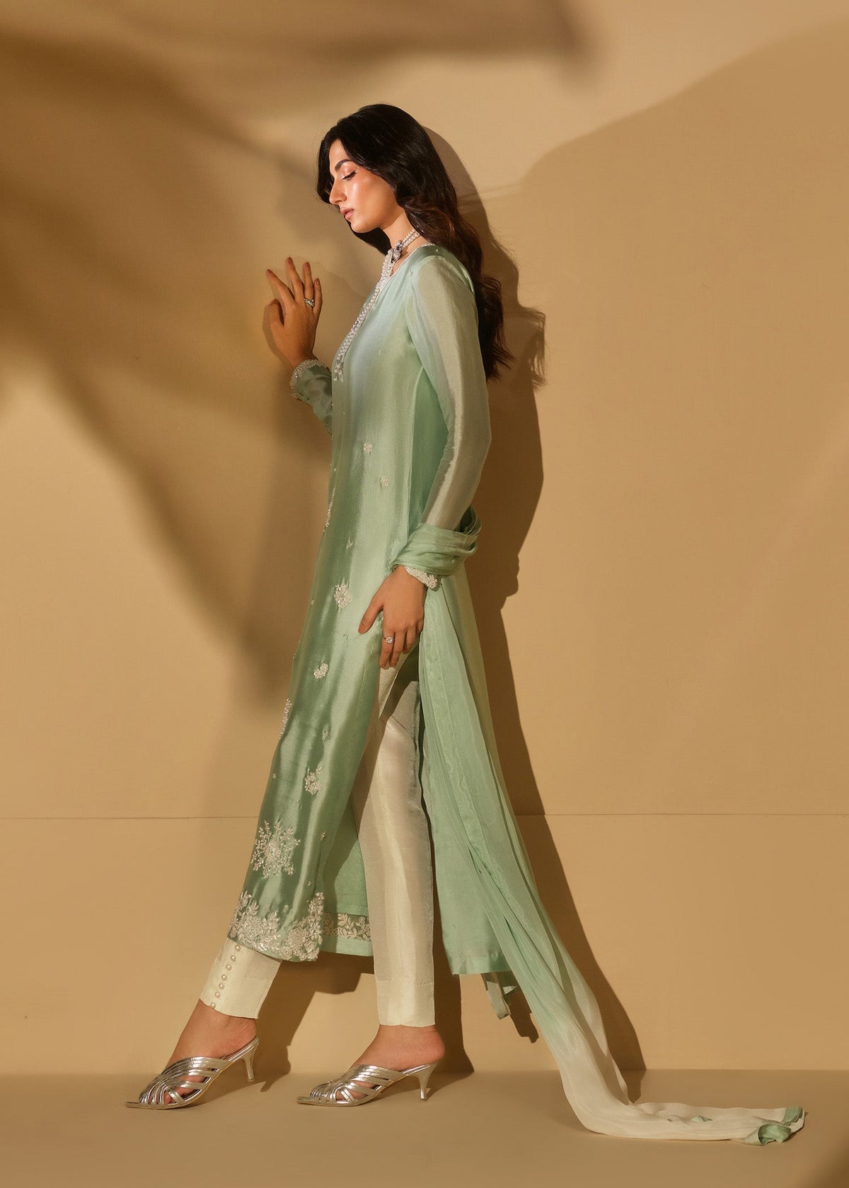 Mahum Asad | The Shadow Line | Halo - Formal Dress - available at Maria Faisal in UK and USA.