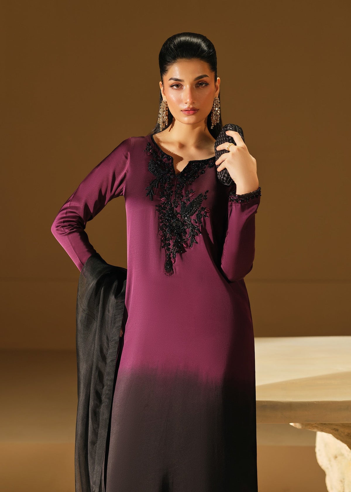 Mahum Asad | The Shadow Line | Dusk - Formal Dress - available at Maria Faisal in UK and USA.