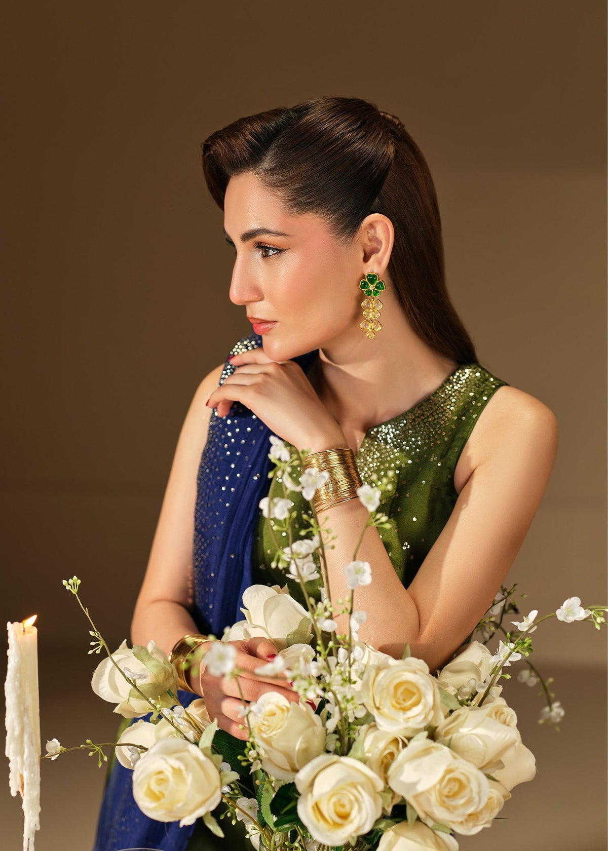 Mahum Asad | The Shadow Line | Verde - Formal Dress - available at Maria Faisal in UK and USA.