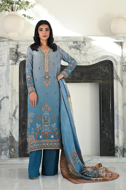 Mina Hasan | Signature Pret | Blue Lagoon - Luxury Dress - available at Maria Faisal in UK and USA.