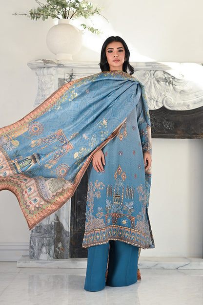 Mina Hasan | Signature Pret | Blue Lagoon - Luxury Dress - available at Maria Faisal in UK and USA.