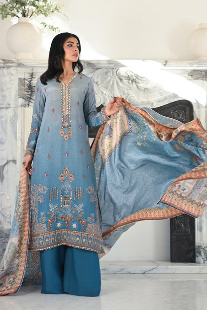 Mina Hasan | Signature Pret | Blue Lagoon - Luxury Dress - available at Maria Faisal in UK and USA.