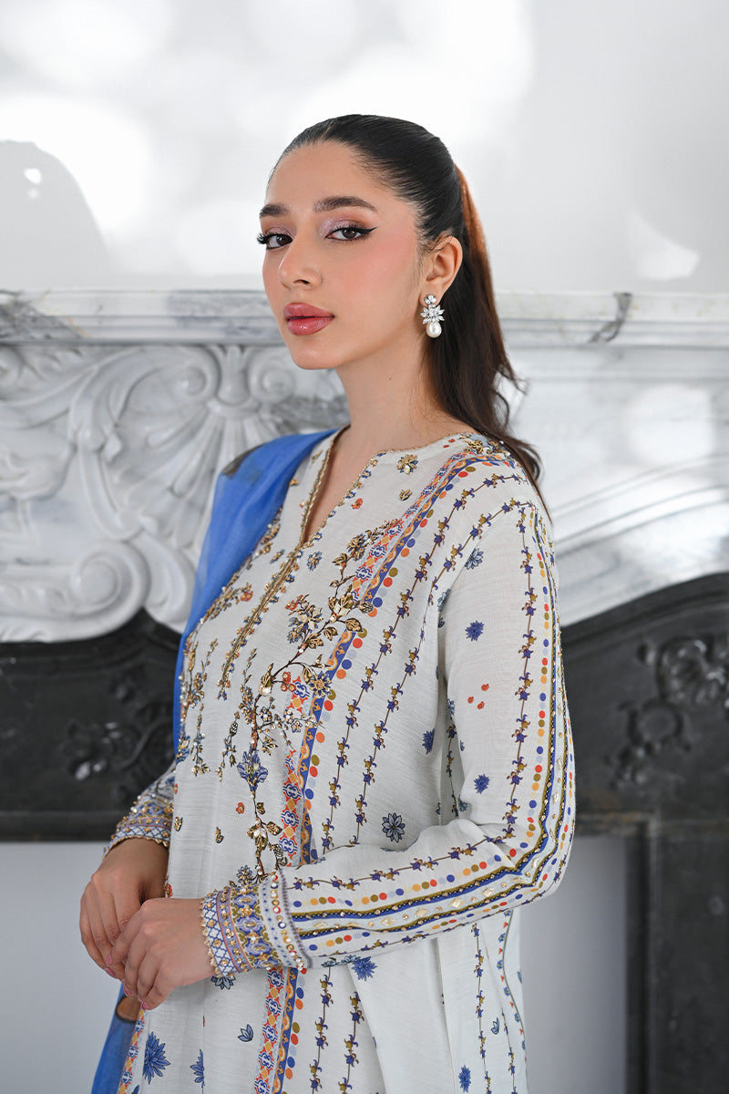 Mina Hasan | Signature Pret | Ceramic Garden - Luxury Dress - available at Maria Faisal in UK and USA.