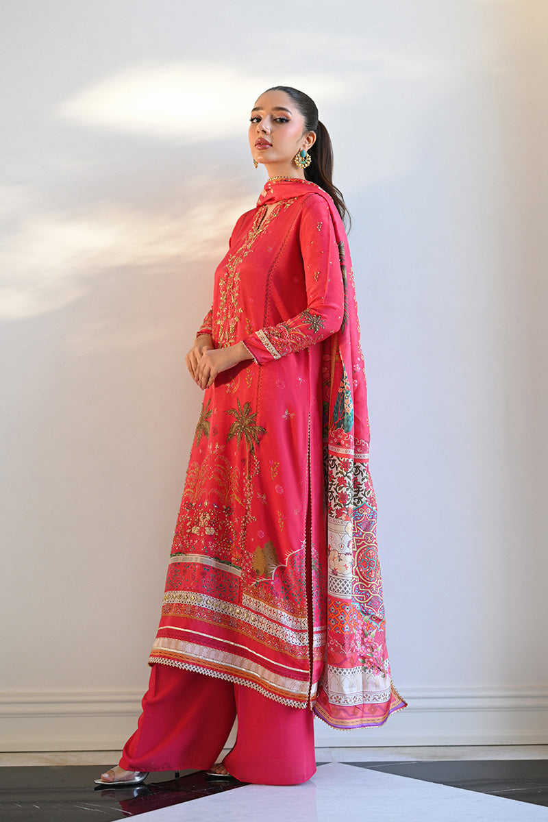 Mina Hasan | Signature Pret | Mughal Garden Pink - Luxury Dress - available at Maria Faisal in UK and USA.