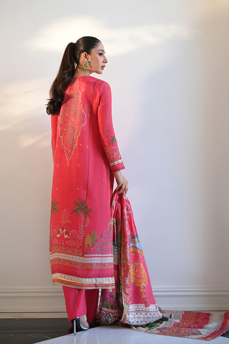 Mina Hasan | Signature Pret | Mughal Garden Pink - Luxury Dress - available at Maria Faisal in UK and USA.
