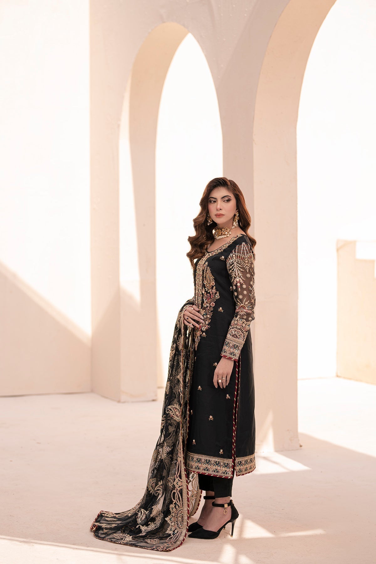 House of Nawab | Miorah Formals | BINAH - A - Designer Dress with Intricate embroidery and embellishments. Shop elegent wedding dress at Maria Faisal.