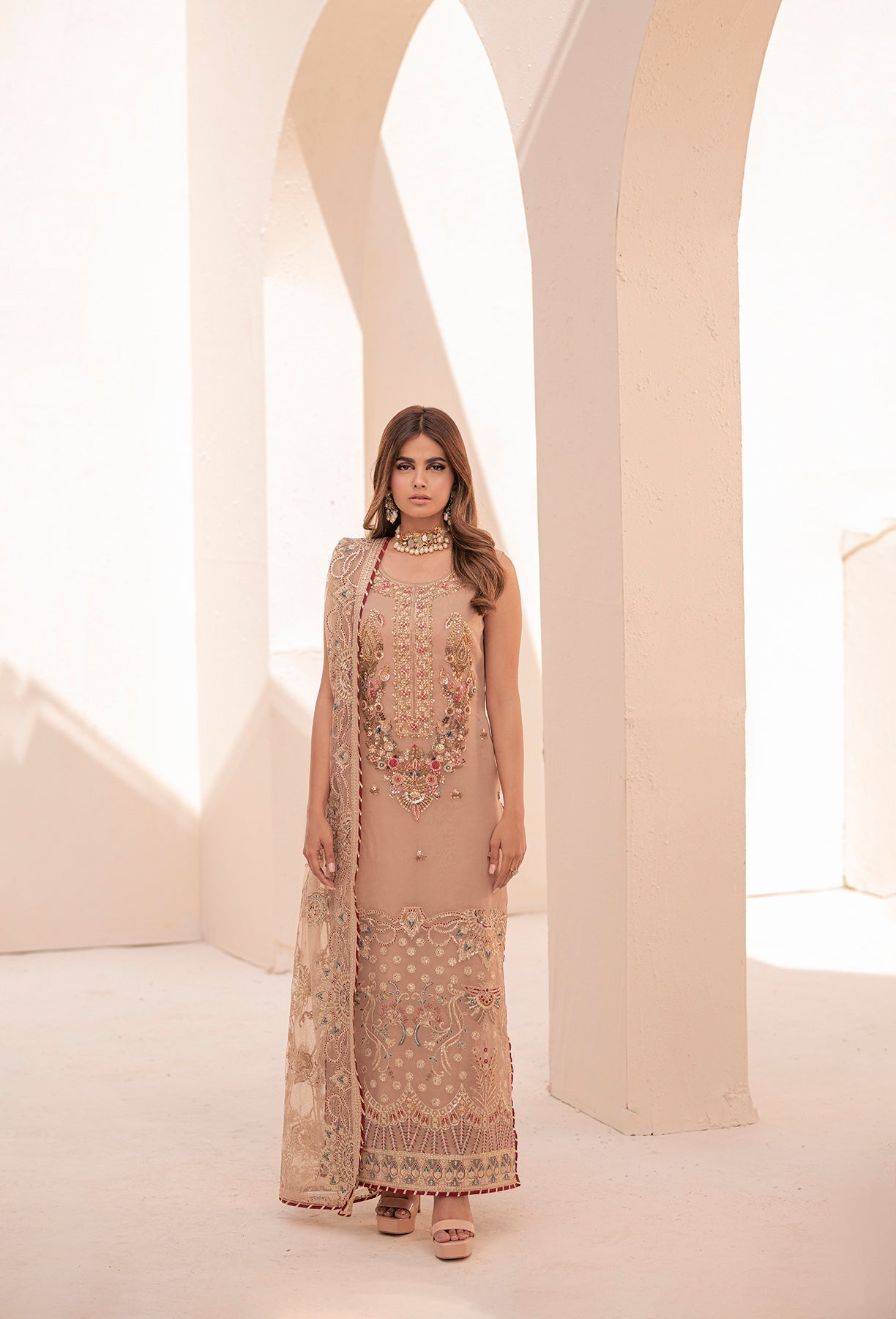 House of Nawab | Miorah Formals | BINAH - B - Designer Dress with Intricate embroidery and embellishments. Shop elegent wedding dress at Maria Faisal.