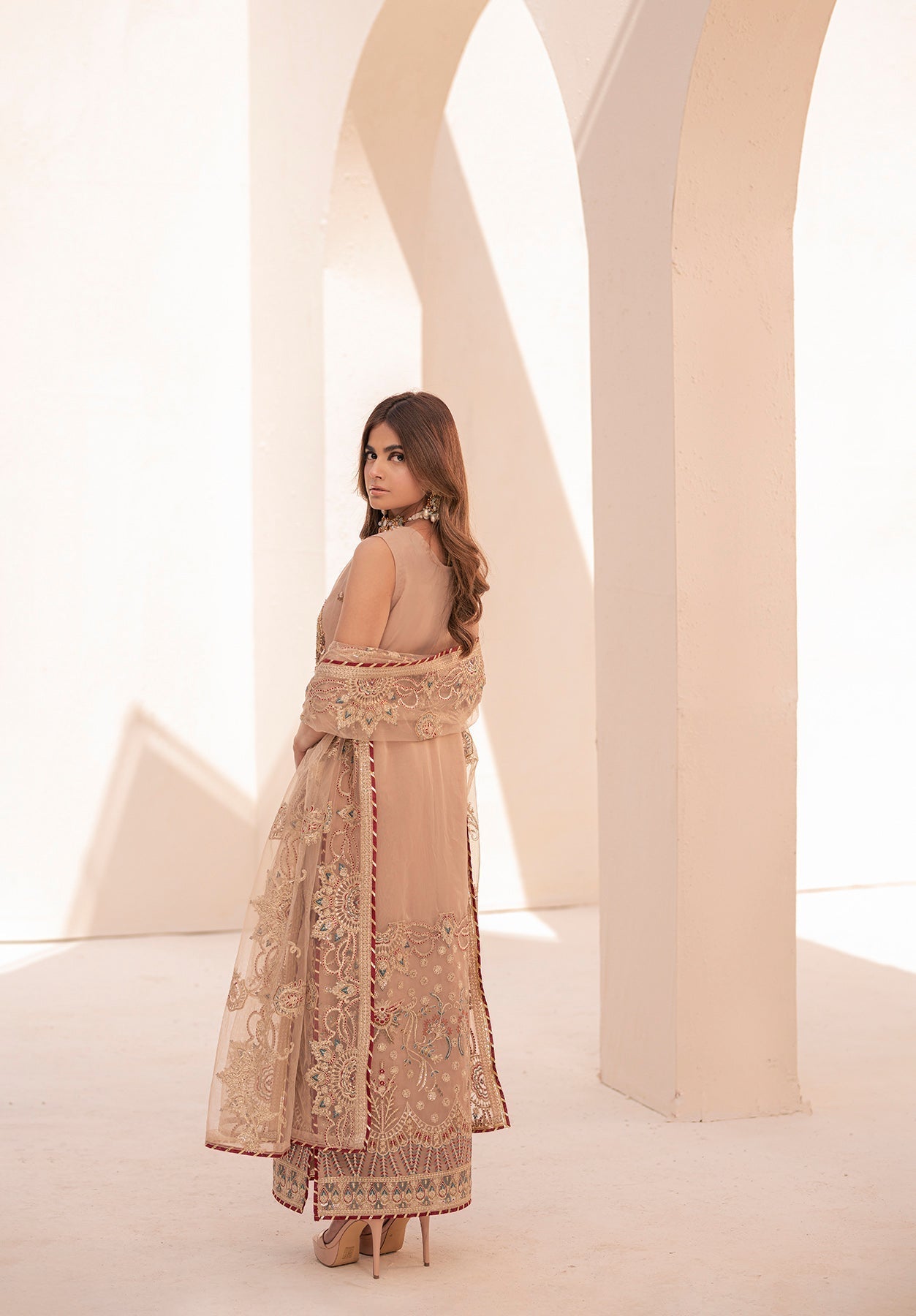 House of Nawab | Miorah Formals | BINAH - B - Designer Dress with Intricate embroidery and embellishments. Shop elegent wedding dress at Maria Faisal.