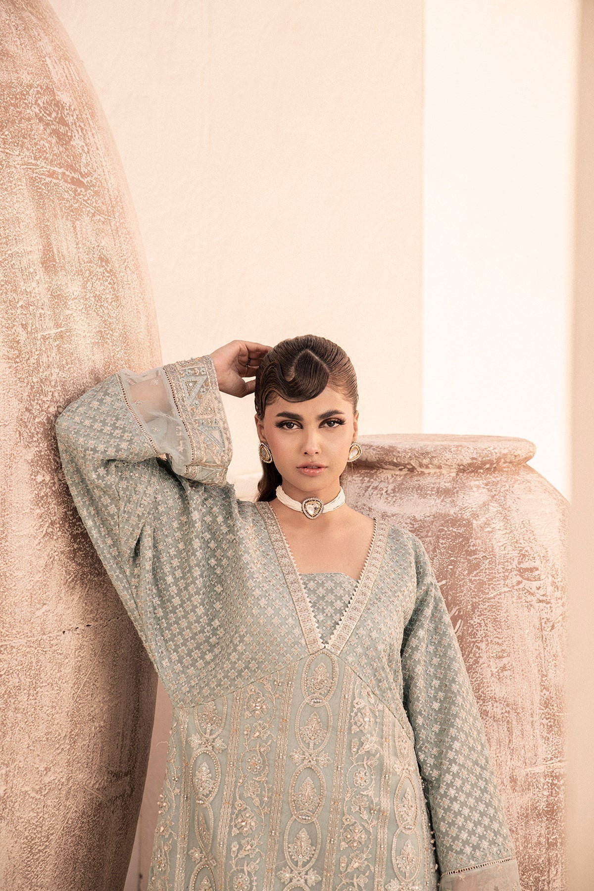House of Nawab | Miorah Formals | IVAAN - A - Designer Dress with Intricate embroidery and embellishments. Shop elegent wedding dress at Maria Faisal.