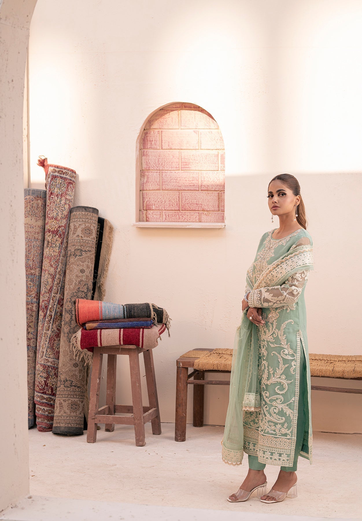House of Nawab | Miorah Formals | IRFA - A - Designer Dress with Intricate embroidery and embellishments. Shop elegent wedding dress at Maria Faisal.