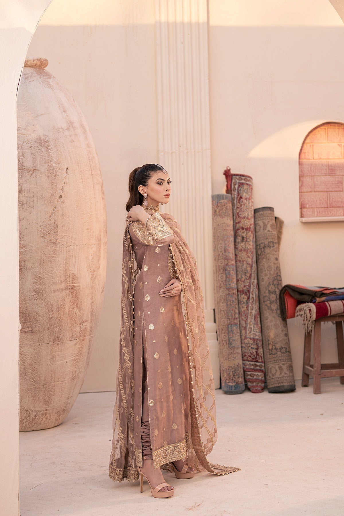 House of Nawab | Miorah Formals | IRAMMA - B - Designer Dress with Intricate embroidery and embellishments. Shop elegent wedding dress at Maria Faisal.