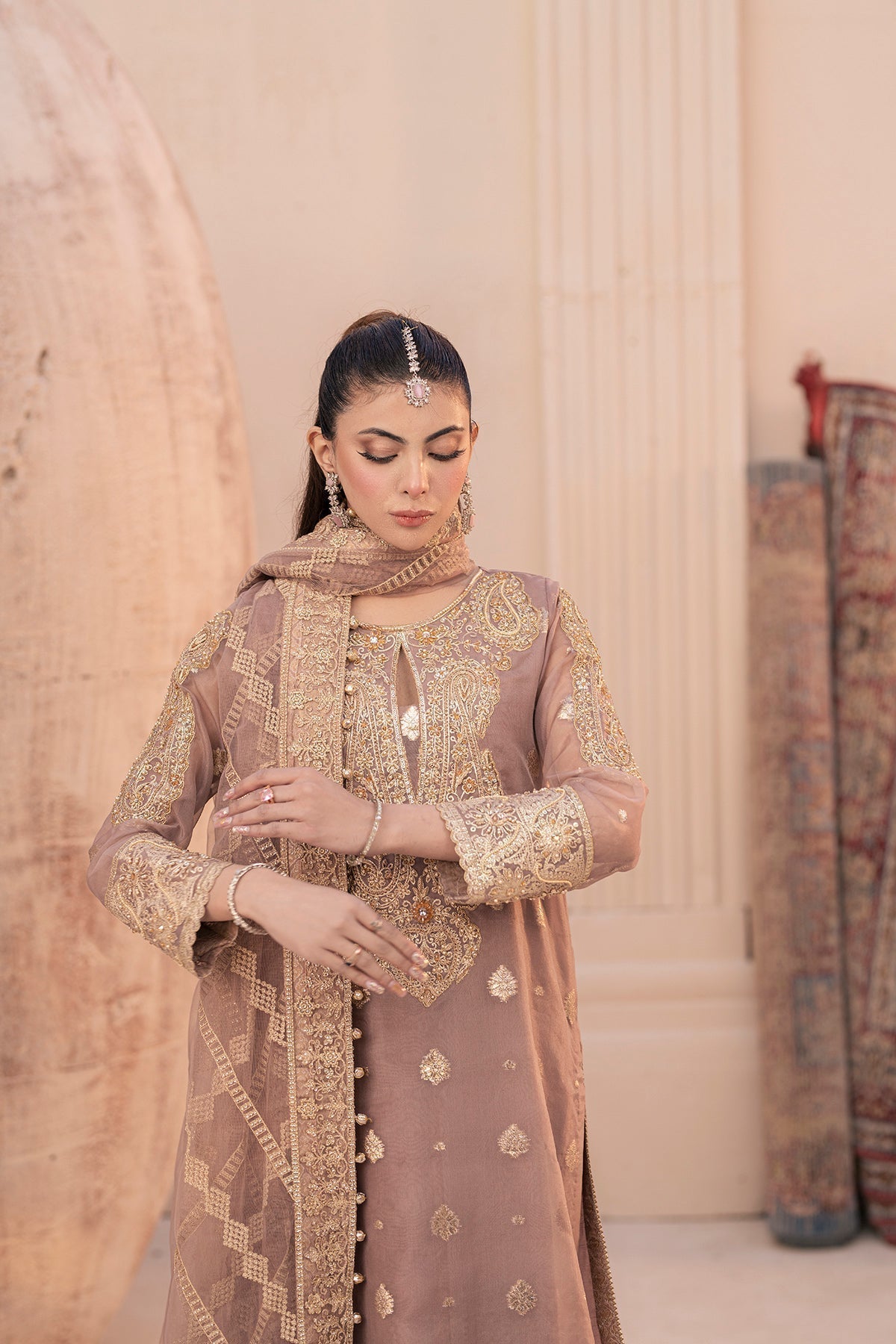 House of Nawab | Miorah Formals | IRAMMA - B - Designer Dress with Intricate embroidery and embellishments. Shop elegent wedding dress at Maria Faisal.