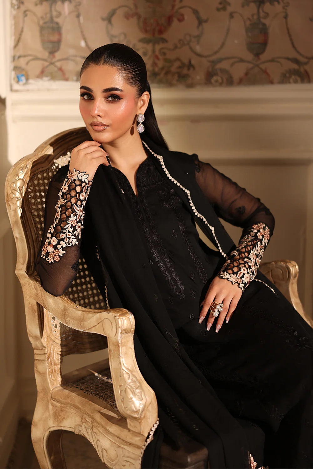Azure | Ensembles | Dusken Lace - Casual Dress - available at Maria Faisal in UK and USA.