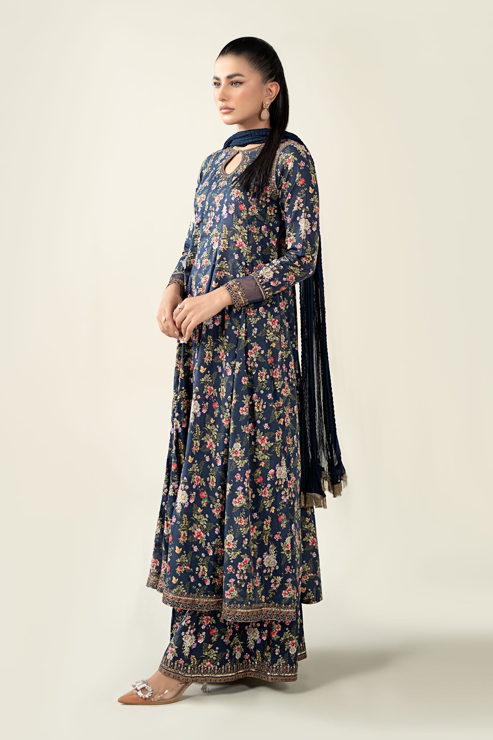 Maria B | Luxury Winter Pret 25 | DW-EA24-81R1-Blue - Ladies Clothes - Maria Faisal