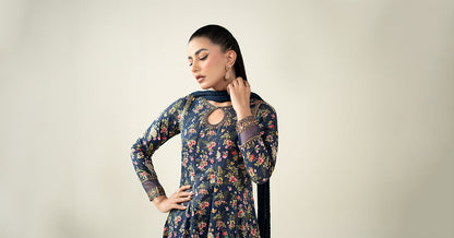 Maria B | Luxury Winter Pret 25 | DW-EA24-81R1-Blue - Ladies Clothes - Maria Faisal