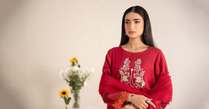 Maira B | Ready to Wear | DW-EF25-15 Red by Maria Faisal - Registered Vendor of : Maria B - type : Wedding Dress - 100% original wedding dresses
