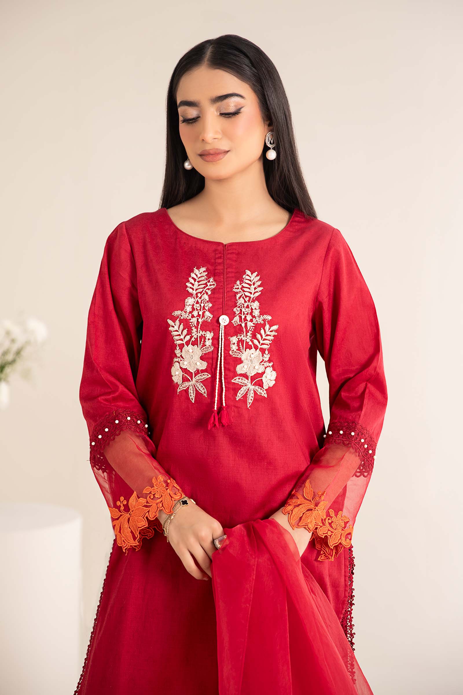 Maira B | Ready to Wear | DW-EF25-15 Red by Maria Faisal - Registered Vendor of : Maria B - type : Wedding Dress - 100% original wedding dresses