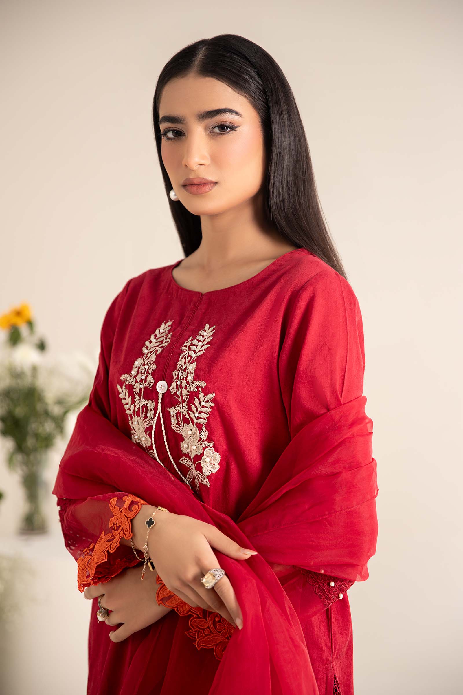 Maira B | Ready to Wear | DW-EF25-15 Red by Maria Faisal - Registered Vendor of : Maria B - type : Wedding Dress - 100% original wedding dresses
