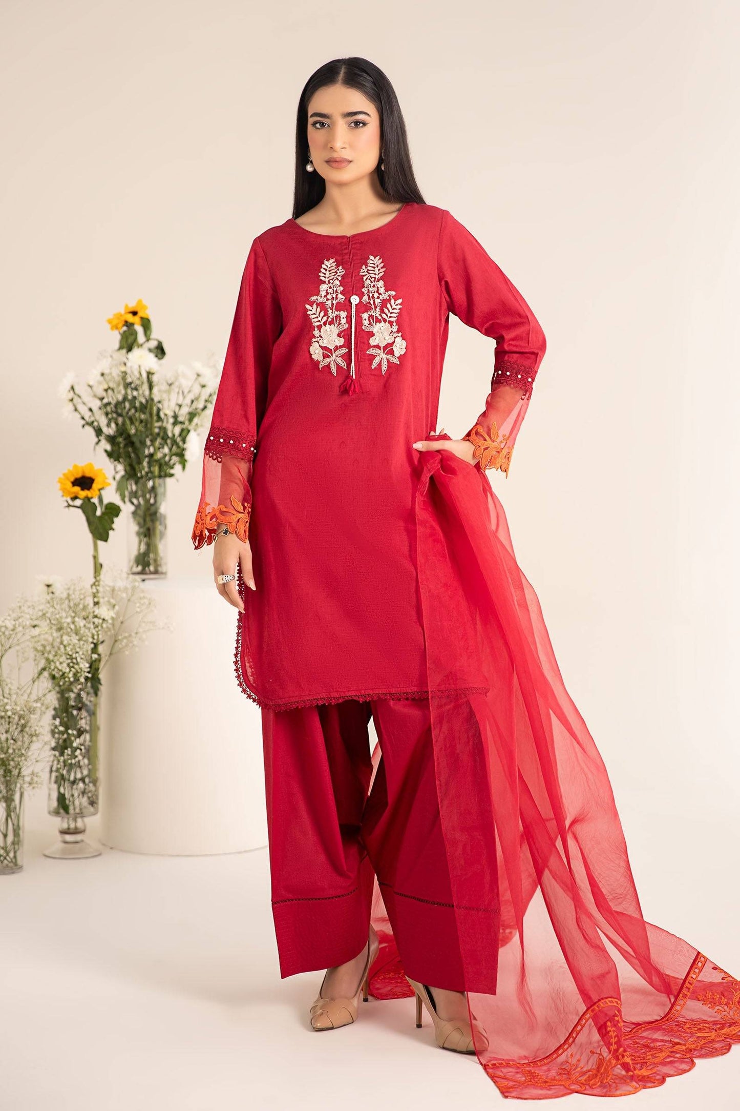 Maira B | Ready to Wear | DW-EF25-15 Red by Maria Faisal - Registered Vendor of : Maria B - type : Wedding Dress - 100% original wedding dresses