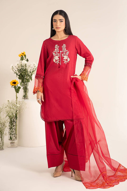 Maira B | Ready to Wear | DW-EF25-15 Red by Maria Faisal - Registered Vendor of : Maria B - type : Wedding Dress - 100% original wedding dresses
