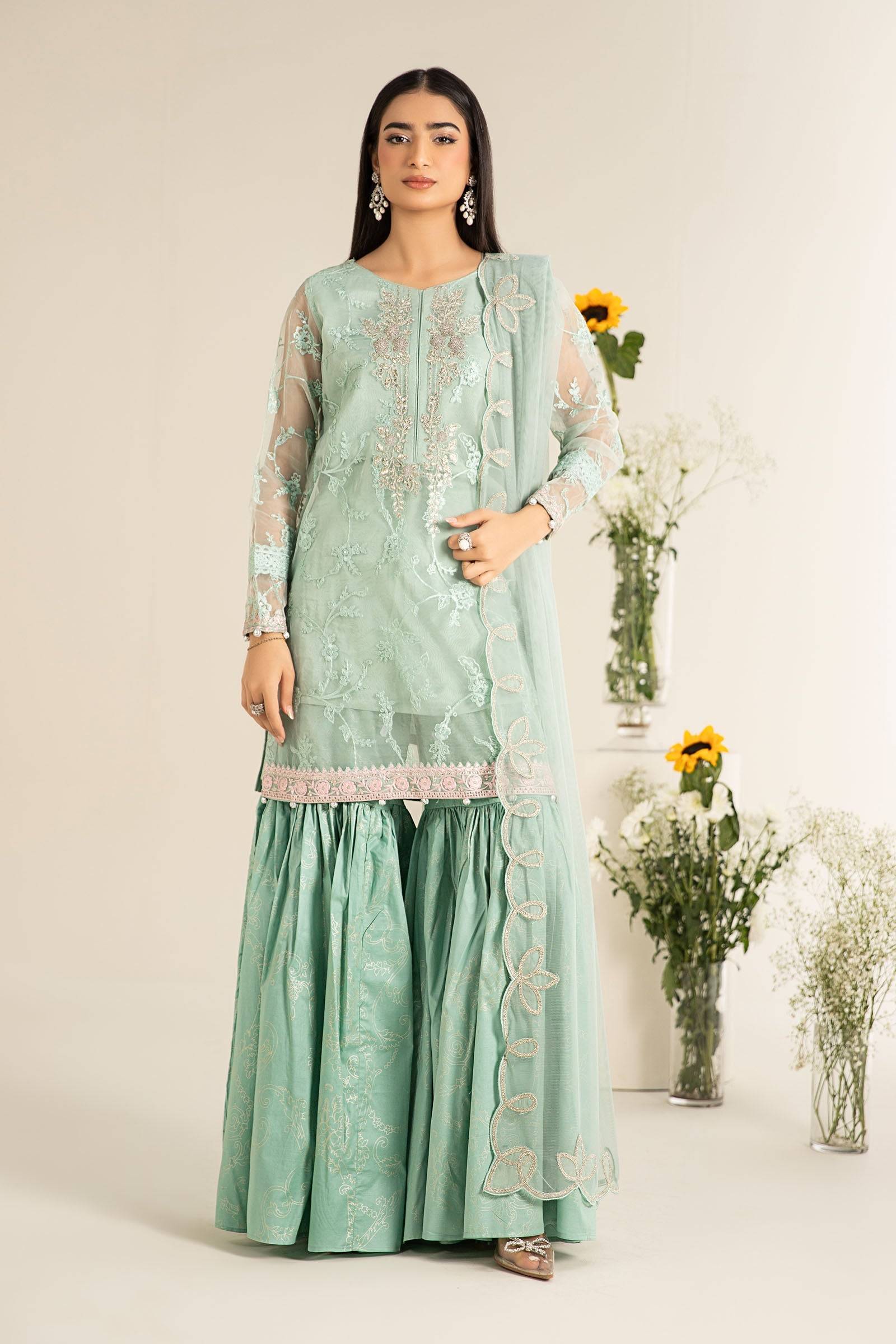 Maira B | Ready to Wear | DW-EF25-17 Green by Maria Faisal - Registered Vendor of : Maria B - type : Wedding Dress - 100% original wedding dresses