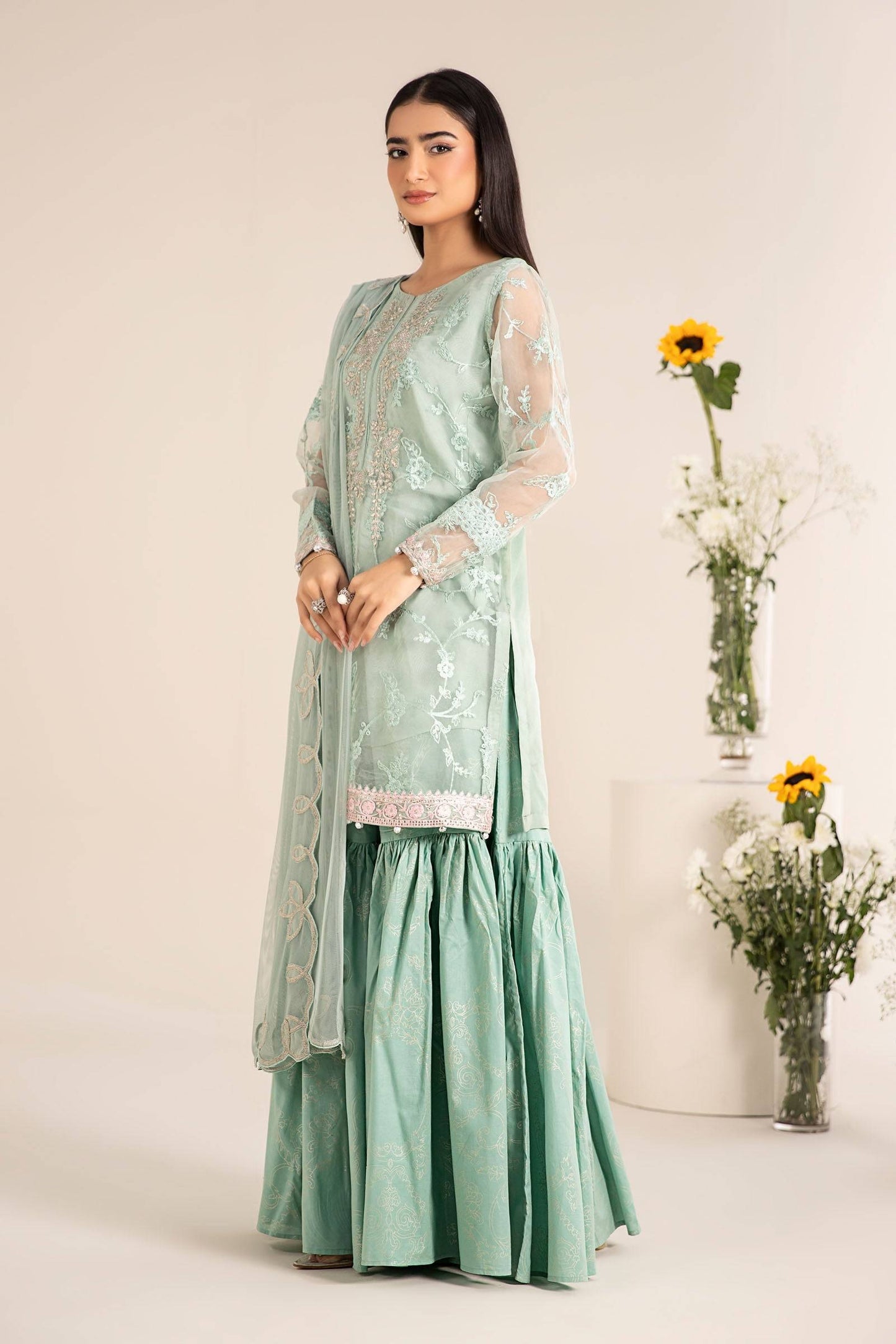 Maira B | Ready to Wear | DW-EF25-17 Green by Maria Faisal - Registered Vendor of : Maria B - type : Wedding Dress - 100% original wedding dresses