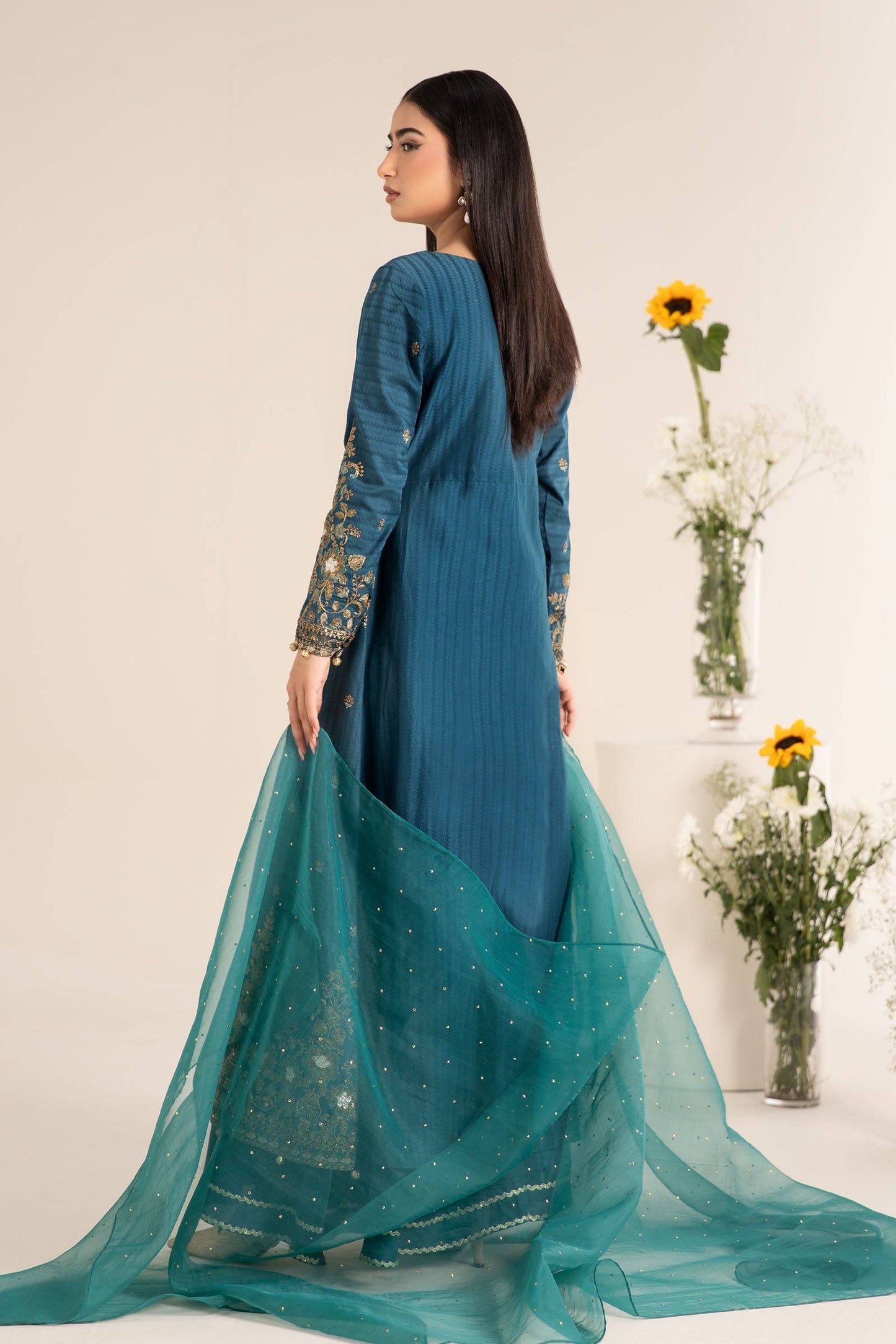 Maira B | Ready to Wear | DW-EF25-21 Blue by Maria Faisal - Registered Vendor of : Maria B - type : Wedding Dress - 100% original wedding dresses