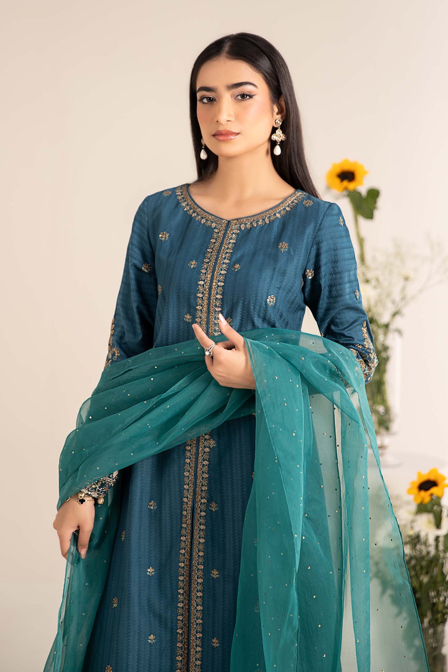Maira B | Ready to Wear | DW-EF25-21 Blue by Maria Faisal - Registered Vendor of : Maria B - type : Wedding Dress - 100% original wedding dresses