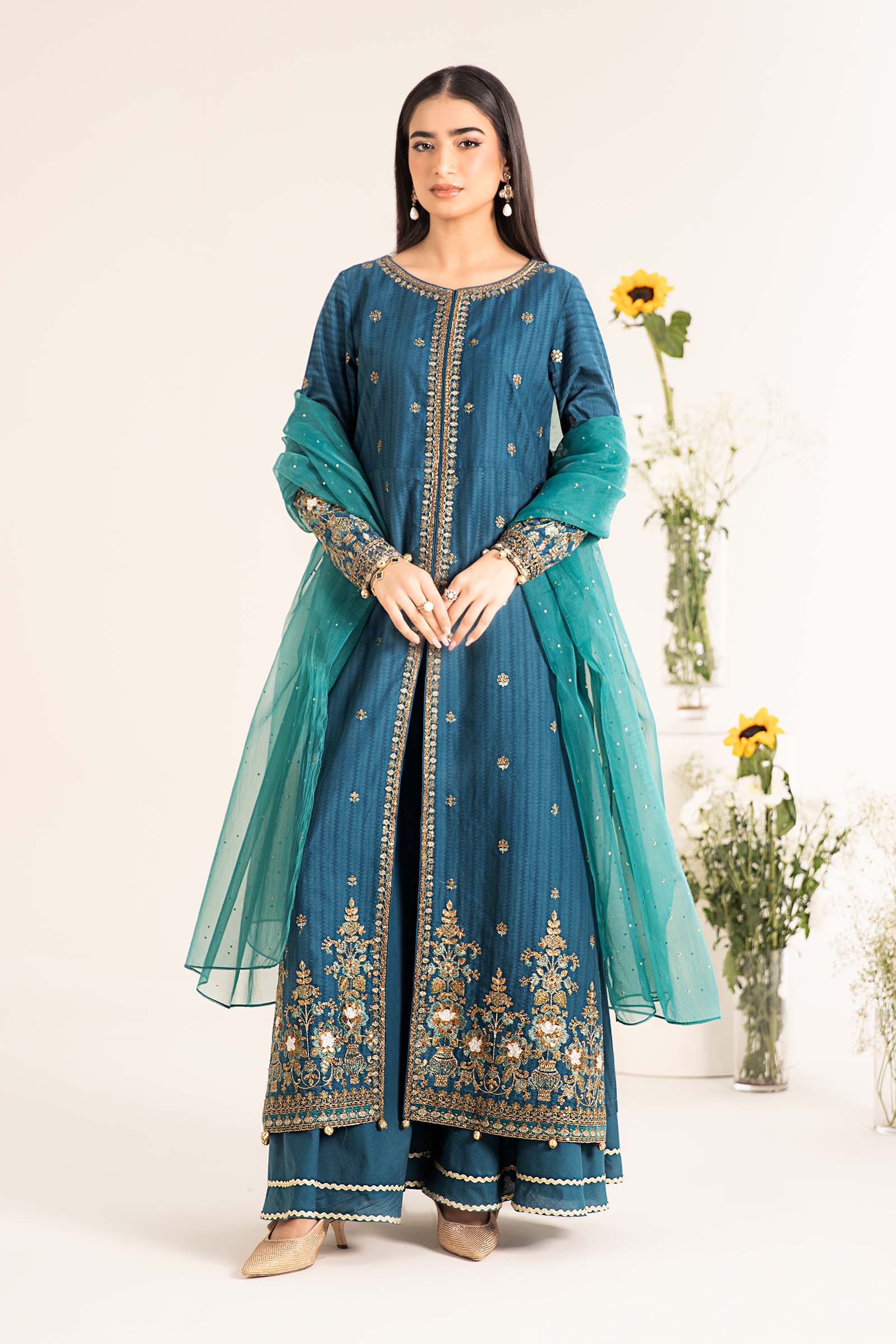 Maira B | Ready to Wear | DW-EF25-21 Blue by Maria Faisal - Registered Vendor of : Maria B - type : Wedding Dress - 100% original wedding dresses