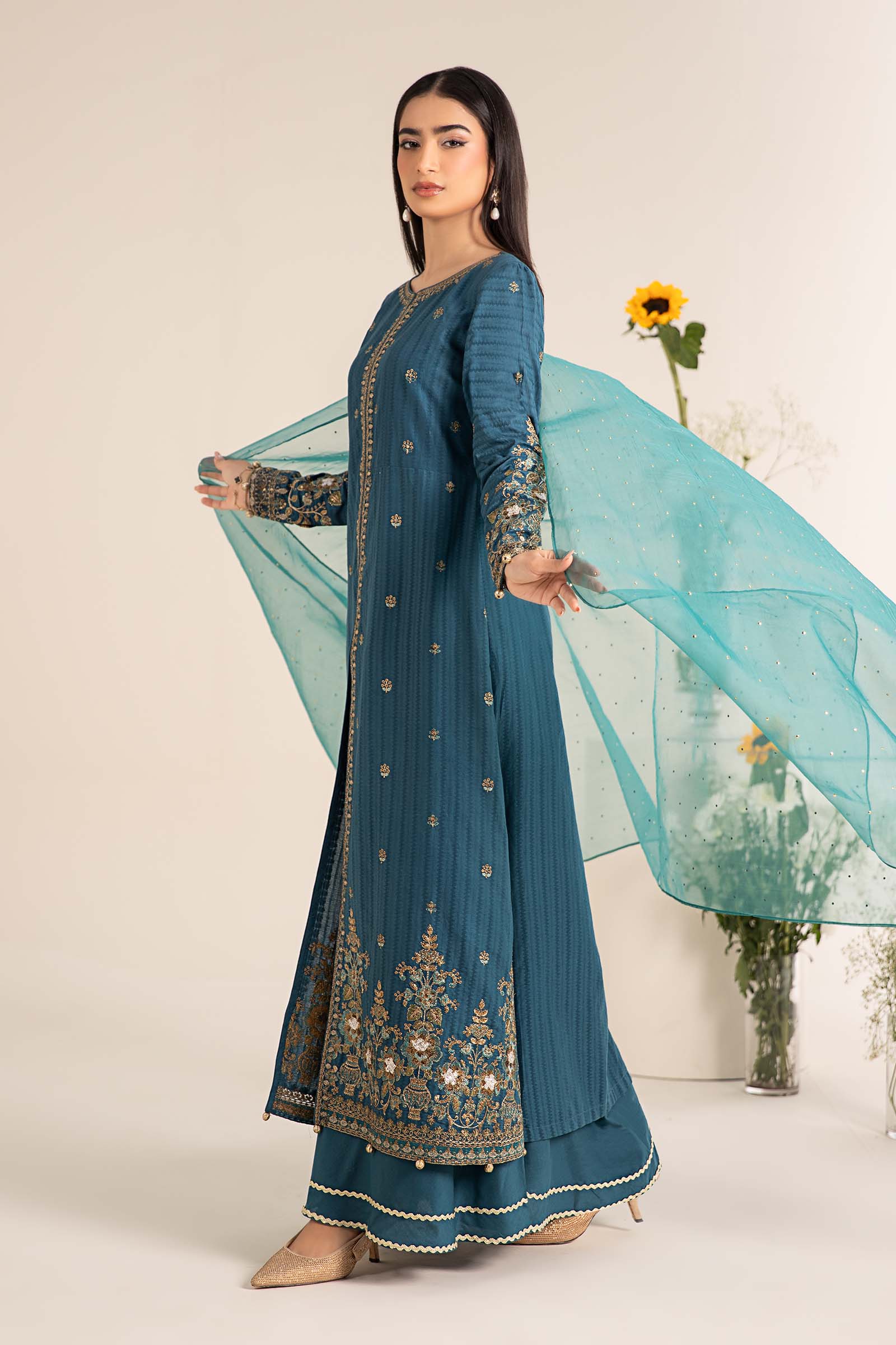 Maira B | Ready to Wear | DW-EF25-21 Blue by Maria Faisal - Registered Vendor of : Maria B - type : Wedding Dress - 100% original wedding dresses