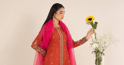 Maira B | Ready to Wear | DW-EF25-21 Orange by Maria Faisal - Registered Vendor of : Maria B - type : Wedding Dress - 100% original wedding dresses