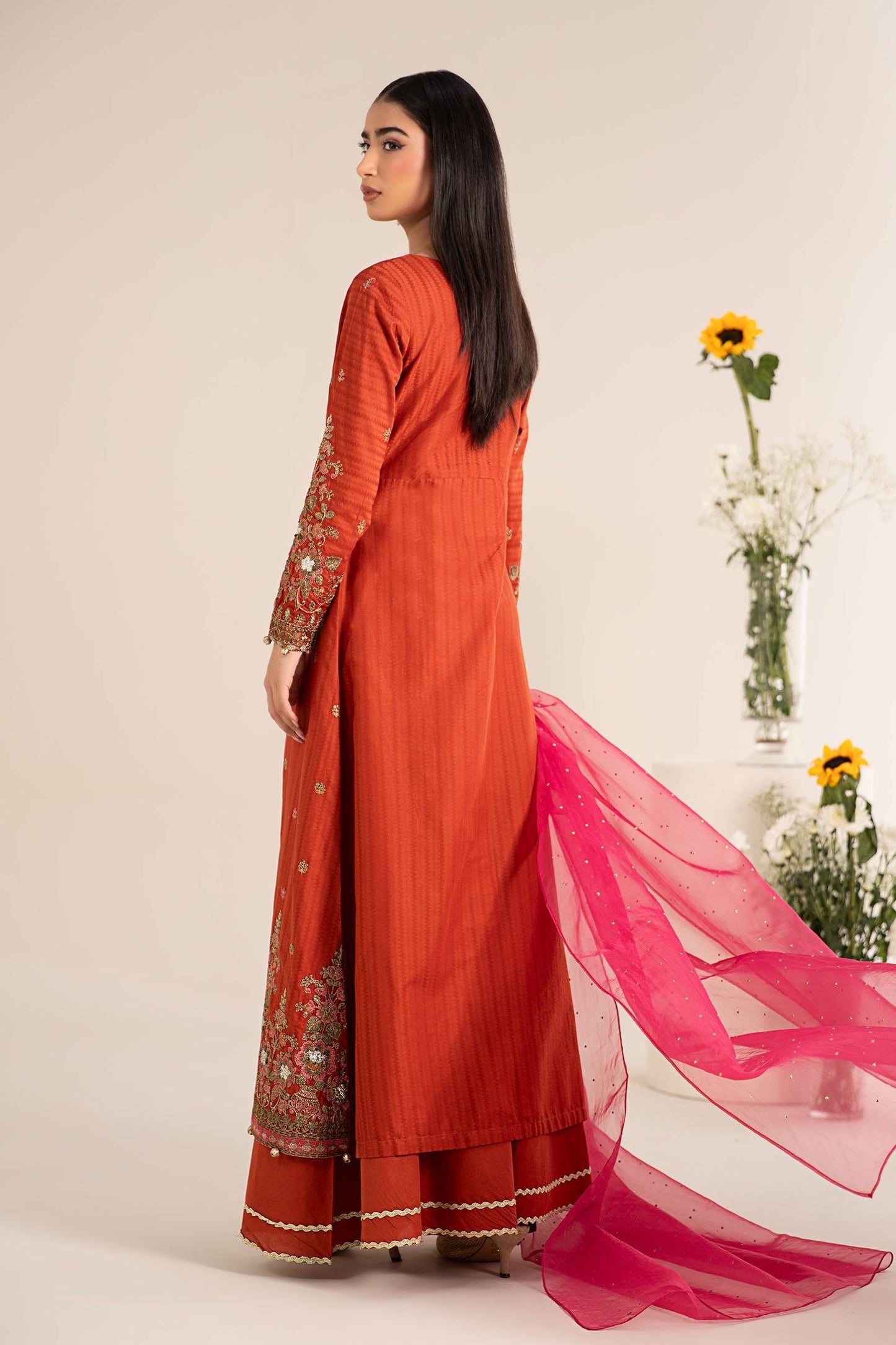 Maira B | Ready to Wear | DW-EF25-21 Orange by Maria Faisal - Registered Vendor of : Maria B - type : Wedding Dress - 100% original wedding dresses
