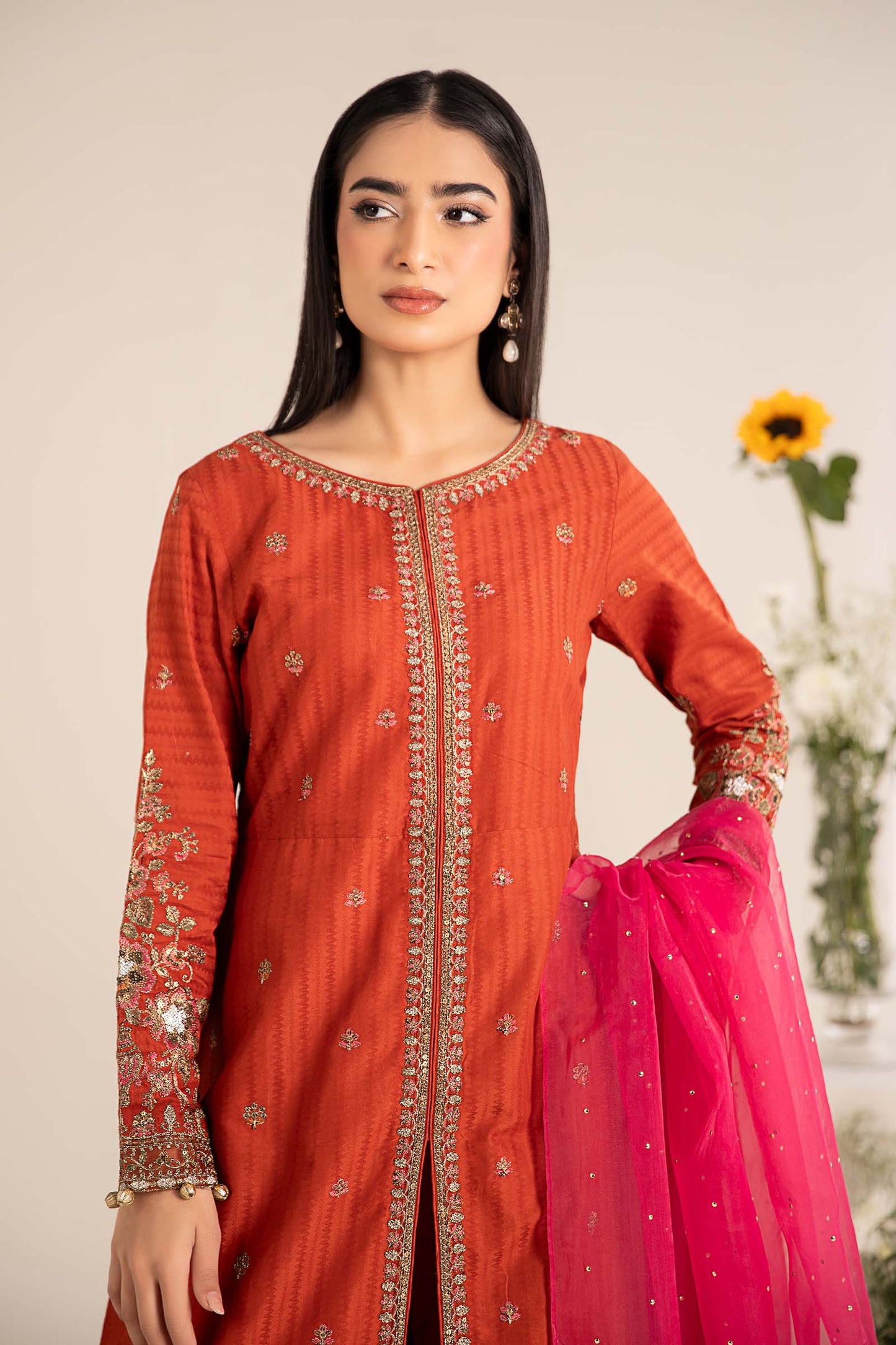 Maira B | Ready to Wear | DW-EF25-21 Orange by Maria Faisal - Registered Vendor of : Maria B - type : Wedding Dress - 100% original wedding dresses