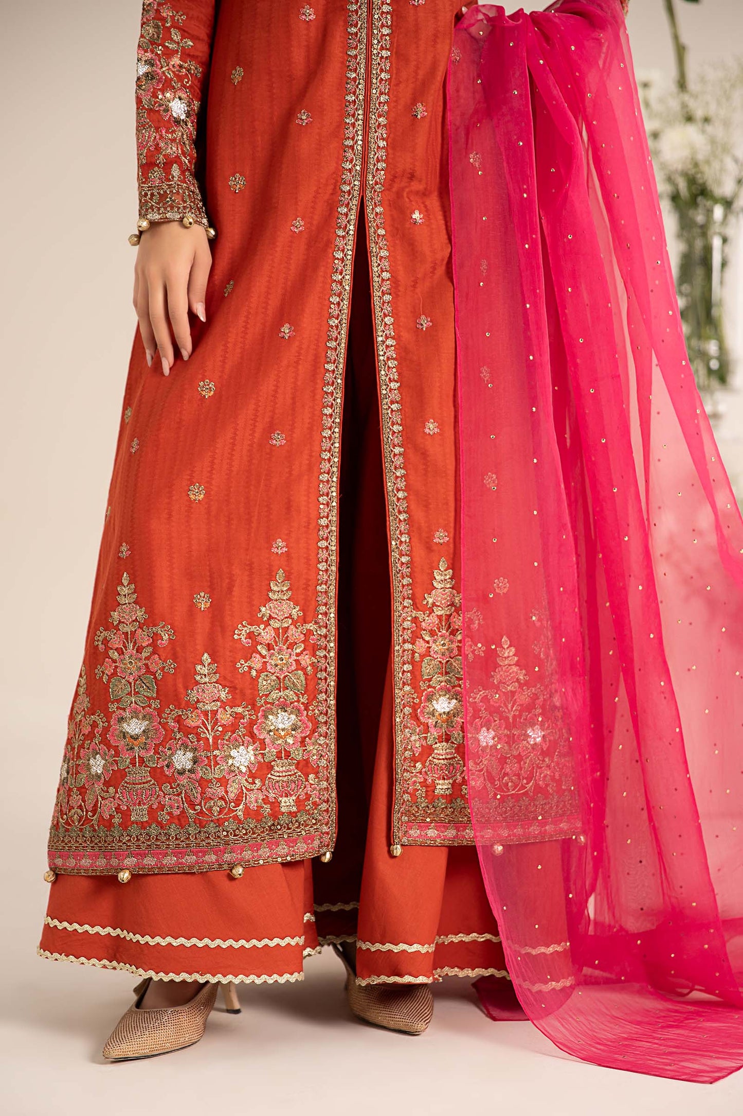 Maira B | Ready to Wear | DW-EF25-21 Orange by Maria Faisal - Registered Vendor of : Maria B - type : Wedding Dress - 100% original wedding dresses