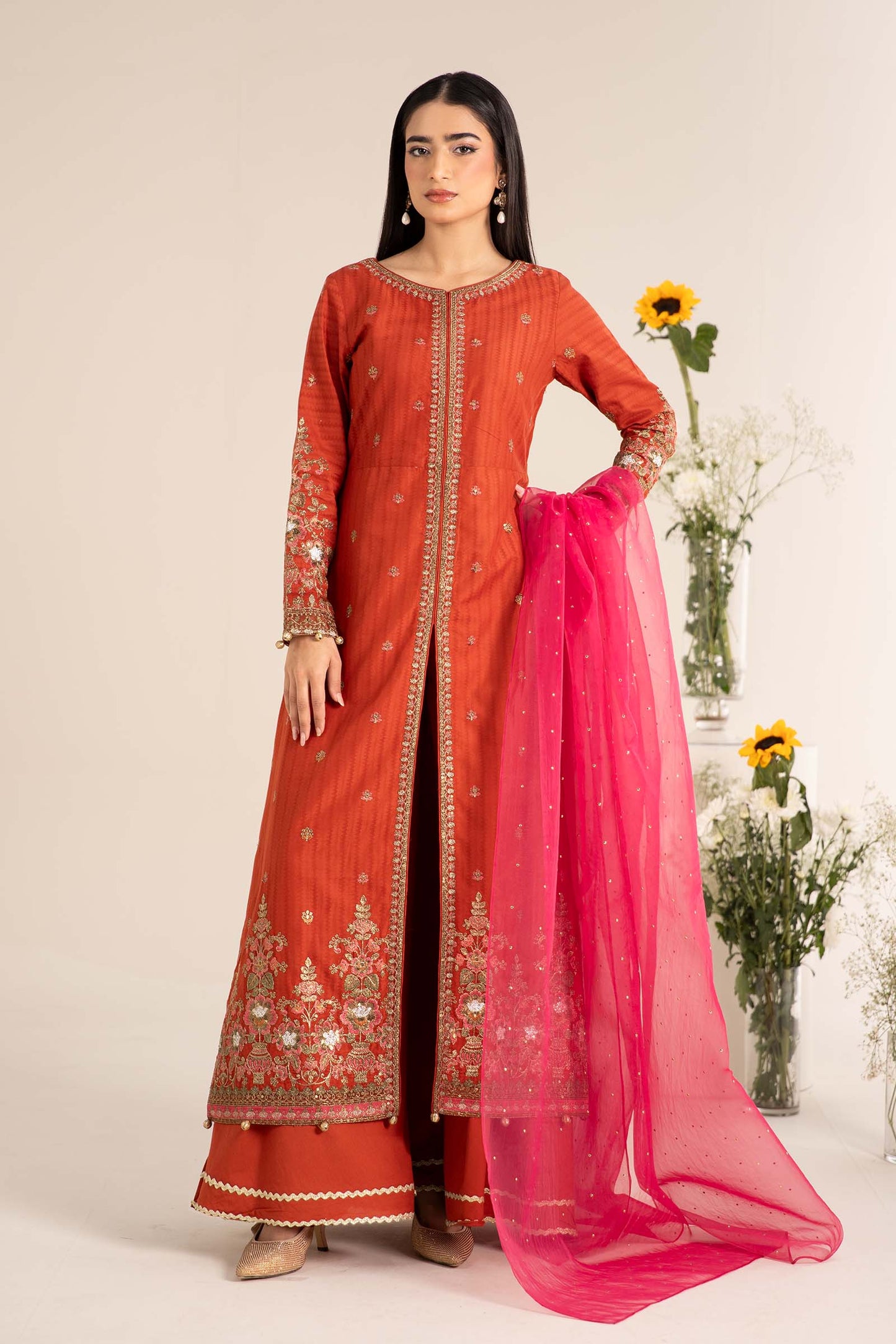 Maira B | Ready to Wear | DW-EF25-21 Orange by Maria Faisal - Registered Vendor of : Maria B - type : Wedding Dress - 100% original wedding dresses