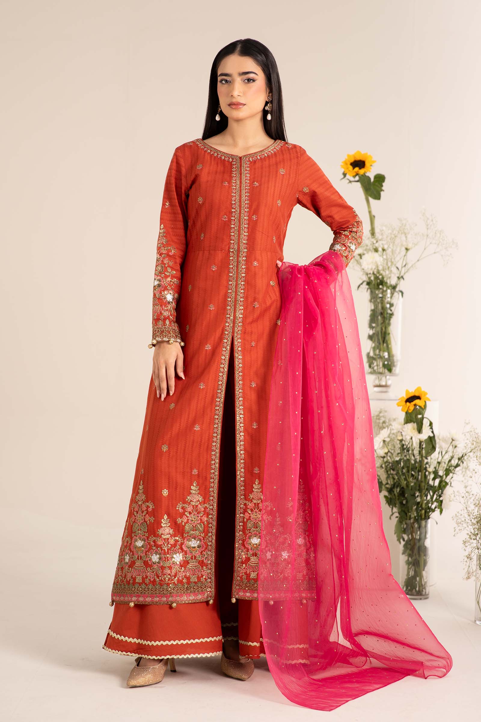 Maira B | Ready to Wear | DW-EF25-21 Orange by Maria Faisal - Registered Vendor of : Maria B - type : Wedding Dress - 100% original wedding dresses