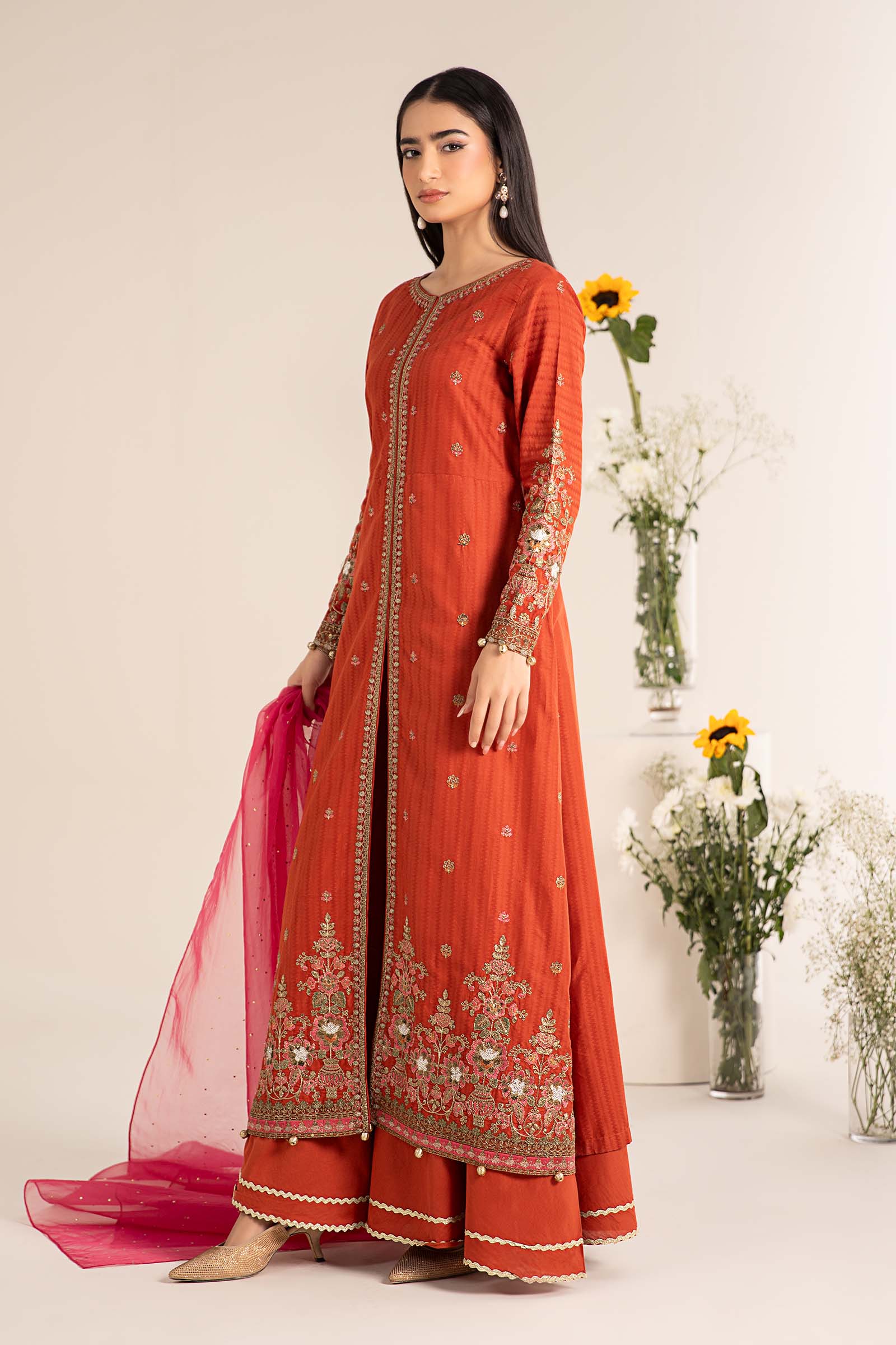 Maira B | Ready to Wear | DW-EF25-21 Orange by Maria Faisal - Registered Vendor of : Maria B - type : Wedding Dress - 100% original wedding dresses