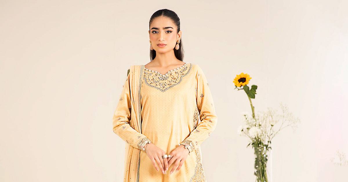 Maira B | Ready to Wear | DW-EF25-61 Yellow by Maria Faisal - Registered Vendor of : Maria B - type : Wedding Dress - 100% original wedding dresses