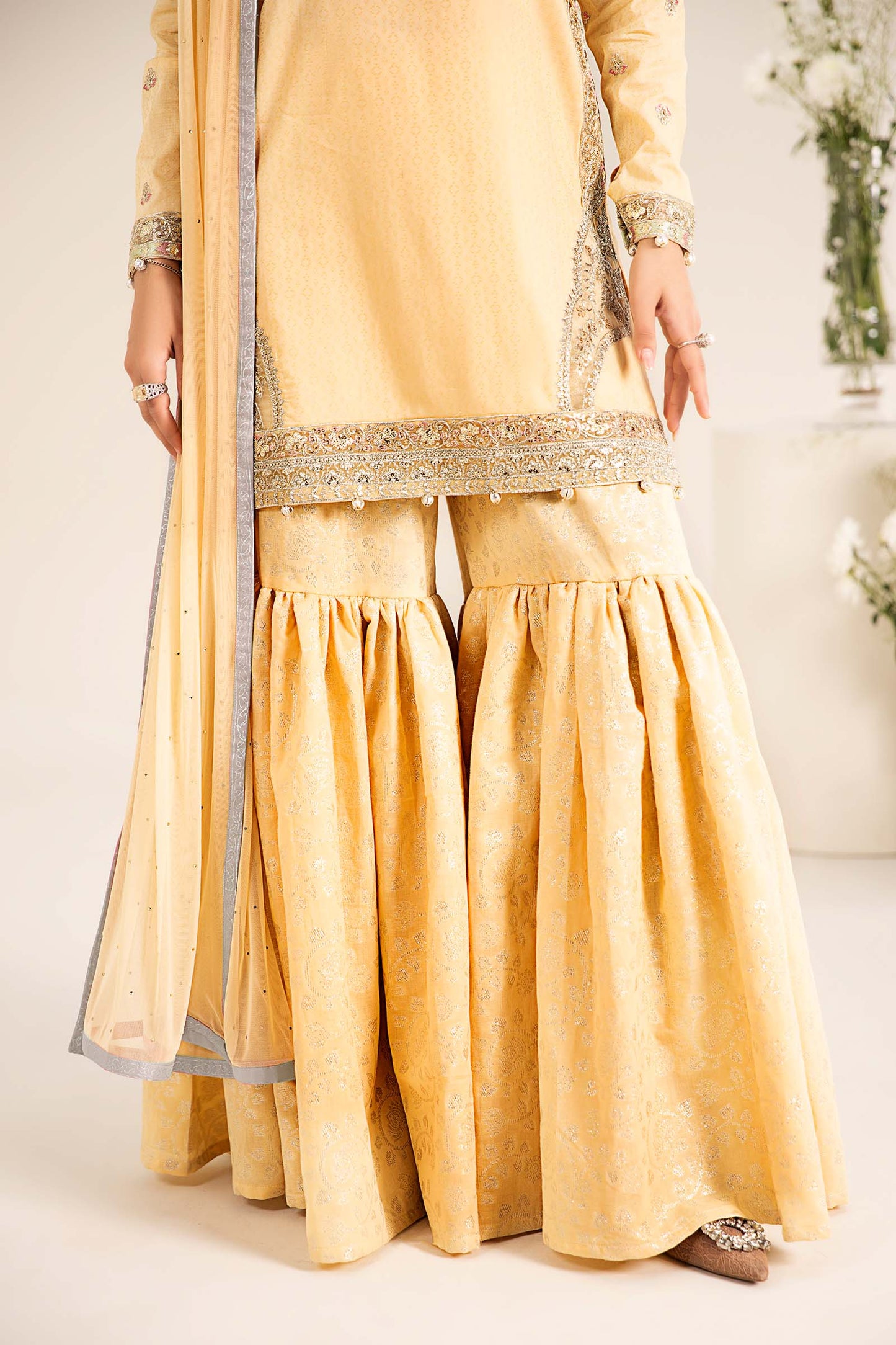 Maira B | Ready to Wear | DW-EF25-61 Yellow by Maria Faisal - Registered Vendor of : Maria B - type : Wedding Dress - 100% original wedding dresses