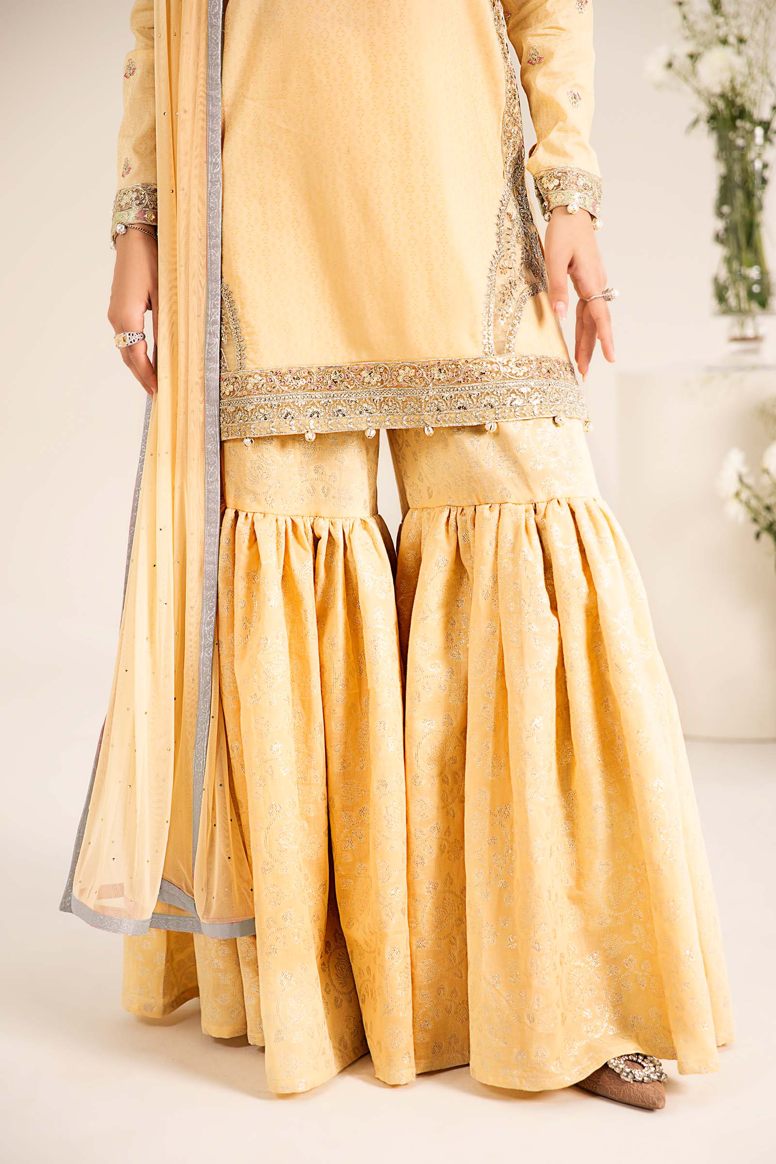 Maira B | Ready to Wear | DW-EF25-61 Yellow by Maria Faisal - Registered Vendor of : Maria B - type : Wedding Dress - 100% original wedding dresses