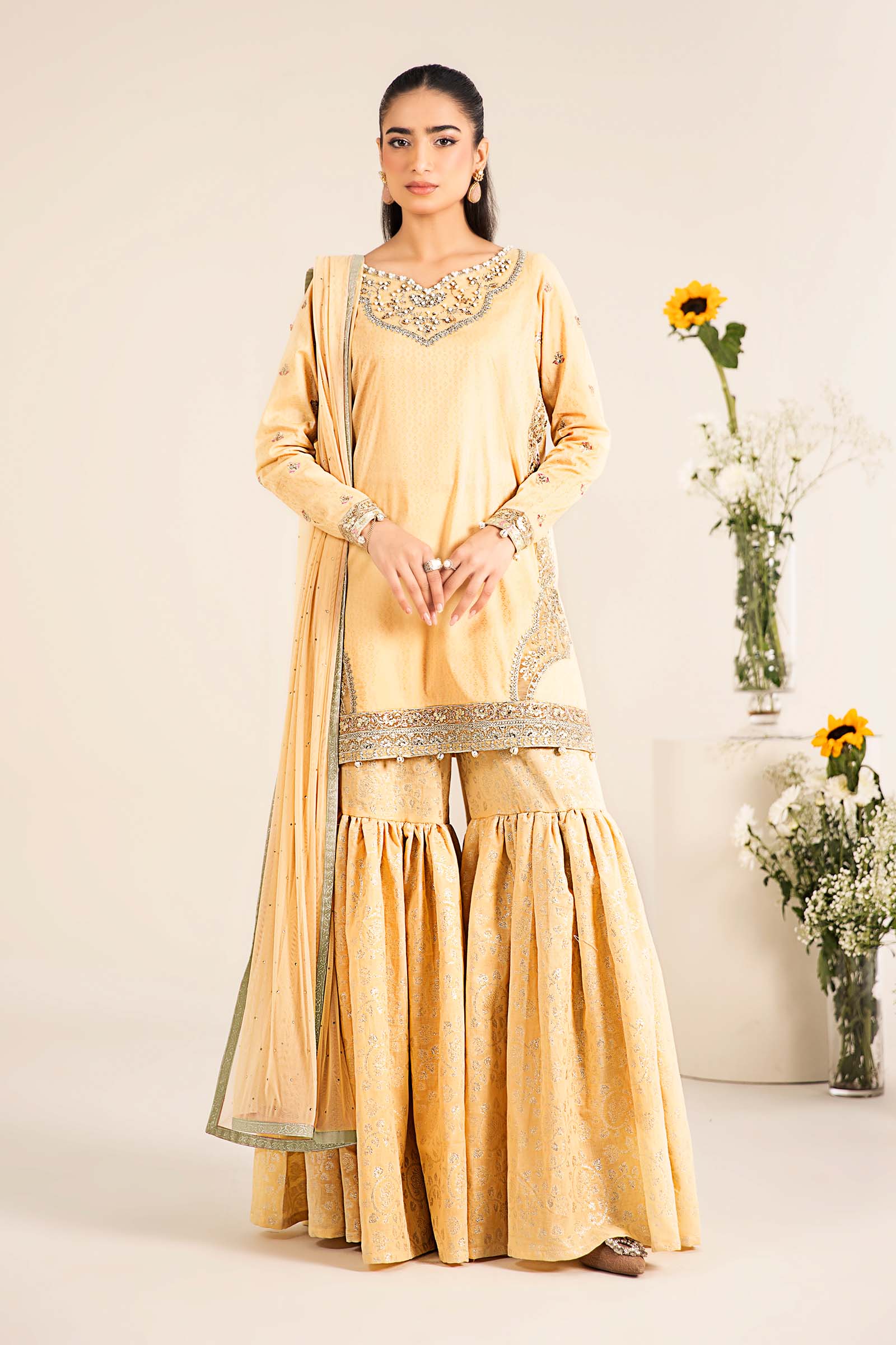 Maira B | Ready to Wear | DW-EF25-61 Yellow by Maria Faisal - Registered Vendor of : Maria B - type : Wedding Dress - 100% original wedding dresses