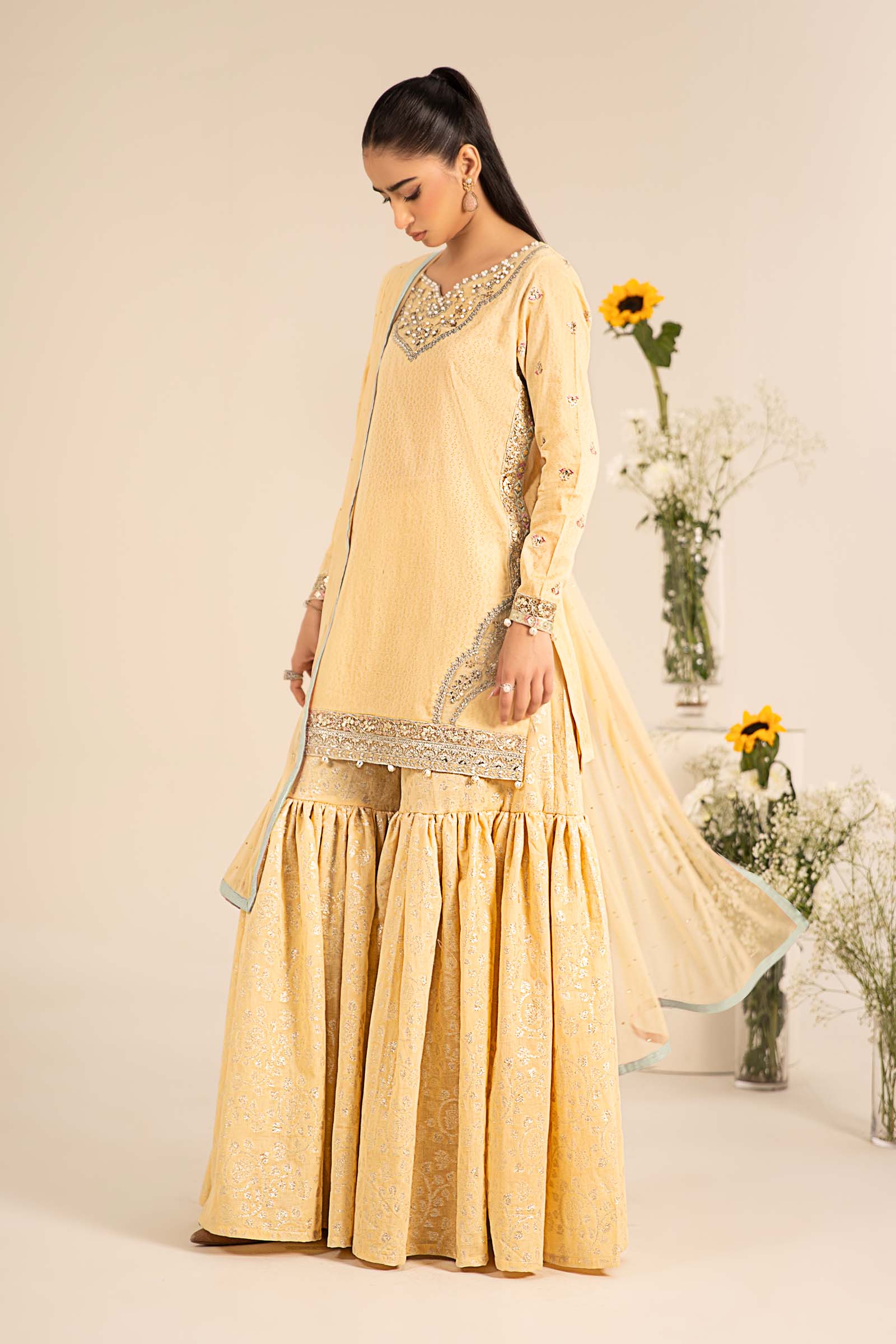 Maira B | Ready to Wear | DW-EF25-61 Yellow by Maria Faisal - Registered Vendor of : Maria B - type : Wedding Dress - 100% original wedding dresses
