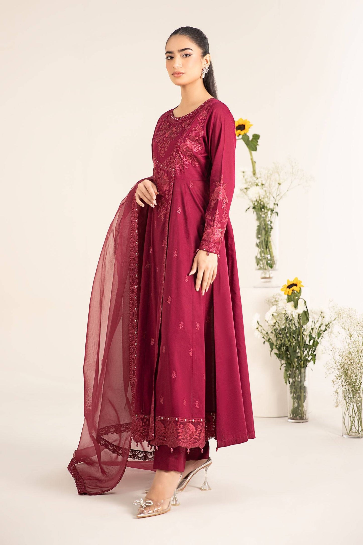 Maira B | Ready to Wear | DW-EF25-83 Red by Maria Faisal - Registered Vendor of : Maria B - type : Wedding Dress - 100% original wedding dresses