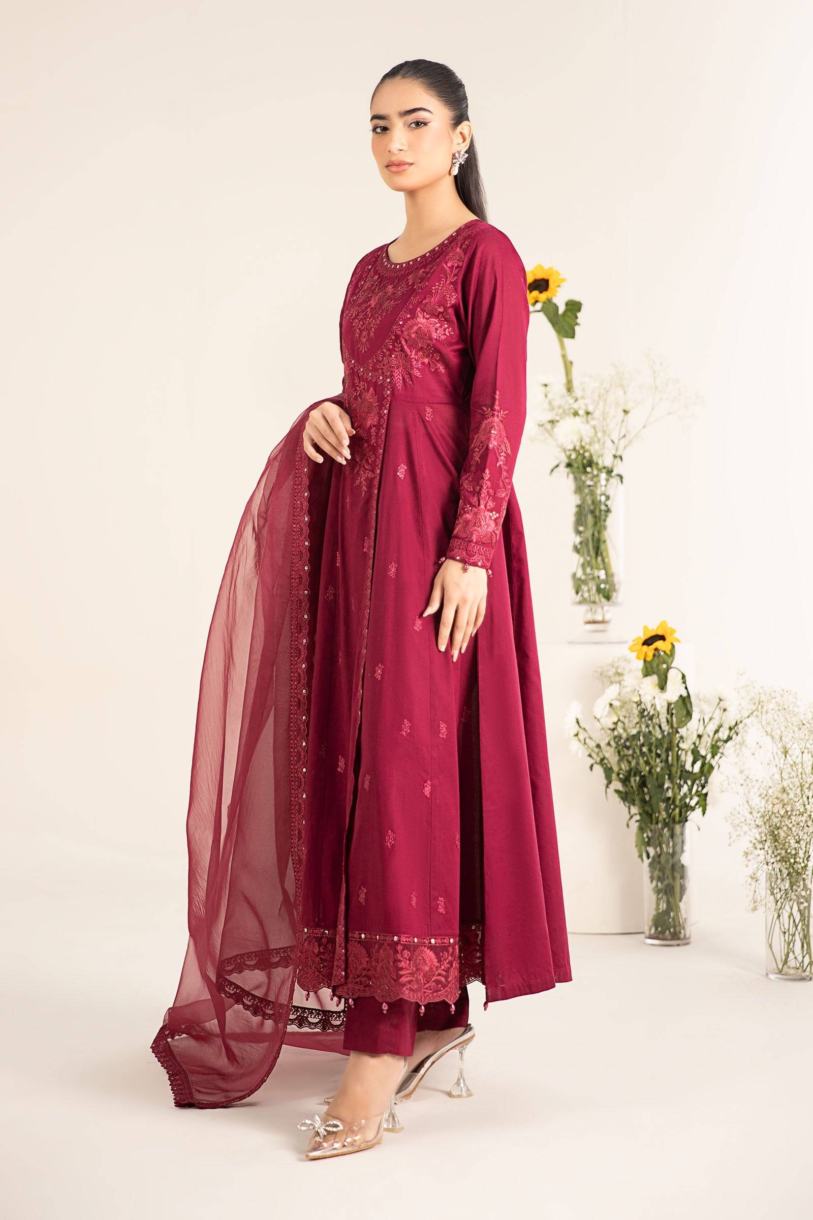 Maira B | Ready to Wear | DW-EF25-83 Red by Maria Faisal - Registered Vendor of : Maria B - type : Wedding Dress - 100% original wedding dresses