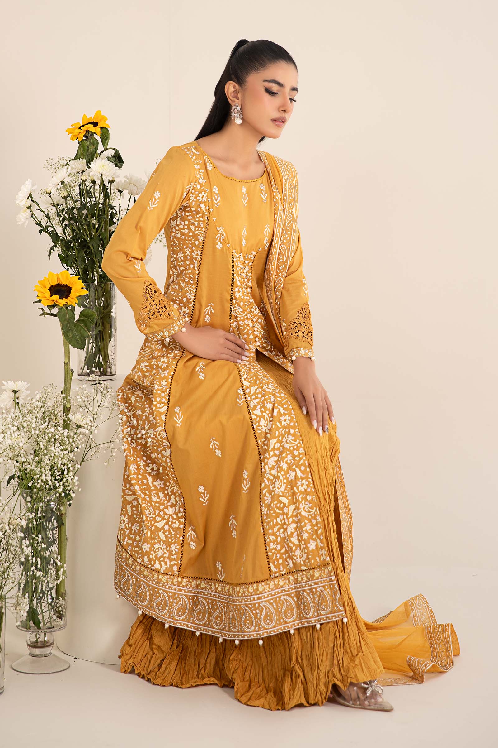Maira B | Ready to Wear | DW-EF25-97 Yellow by Maria Faisal - Registered Vendor of : Maria B - type : Wedding Dress - 100% original wedding dresses