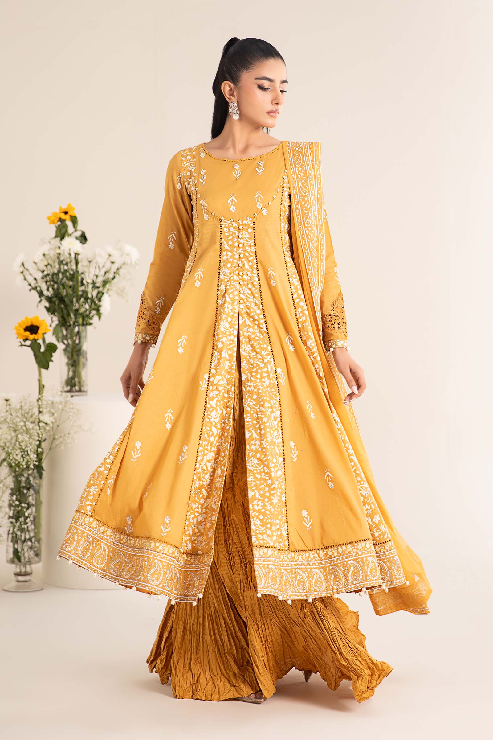 Maira B | Ready to Wear | DW-EF25-97 Yellow by Maria Faisal - Registered Vendor of : Maria B - type : Wedding Dress - 100% original wedding dresses