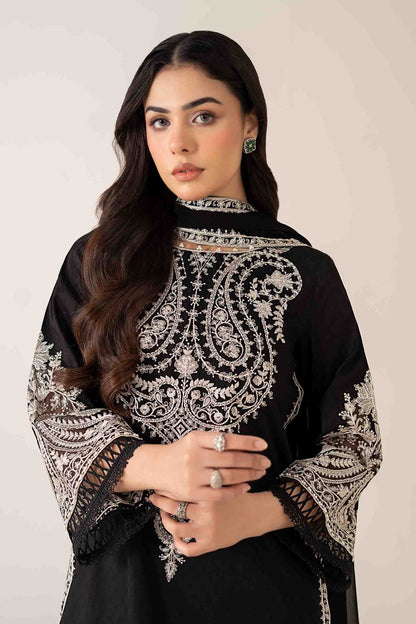 Maria B | Pre Fall Dresses | 3 Piece Embroidered Dobby Suit Black4 - Ladies Clothes - Maria Faisal