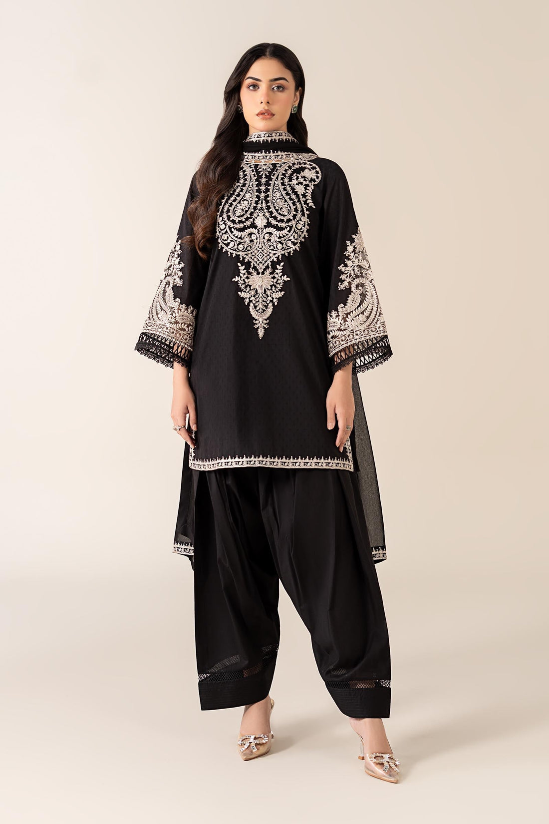 Maria B | Luxury Winter Pret 25 | DW-MN25-12-Black - Ladies Clothes - Maria Faisal