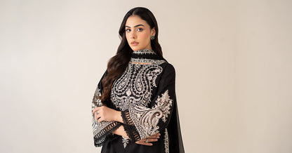 Maria B | Luxury Winter Pret 25 | DW-MN25-12-Black - Ladies Clothes - Maria Faisal