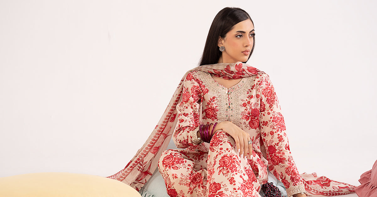 Maria B | Luxury Pret Pre Fall | DW-PF25-63R1-Pink - Luxury Dress - available at Maria Faisal in UK and USA.